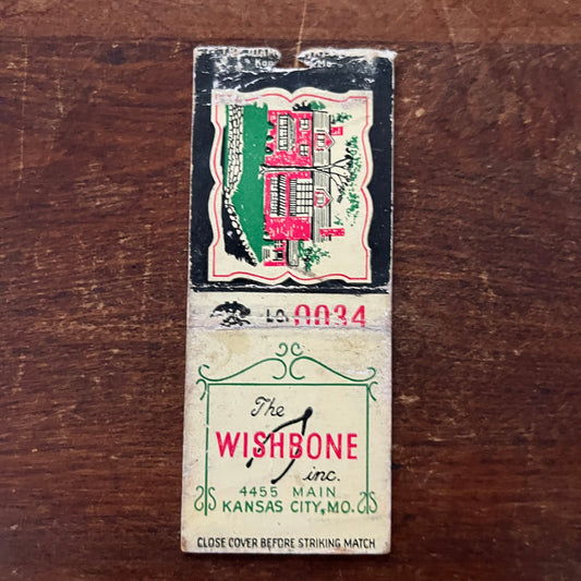 The Wishbone Restaurant Kansas City MO Advertising Matchbook Cover MM11-6