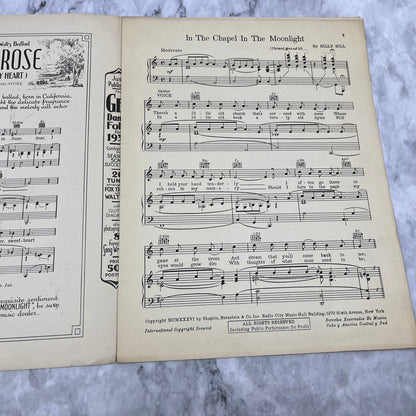 Sheet Music 1936 In The Chapel In the Moonlight Billy Hill Ozzie Nelson V39-3