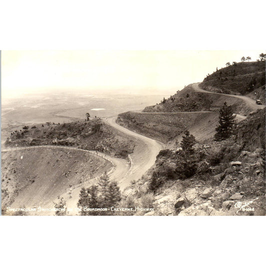 Switchbacks on the Broadmoor Cheyenne Highway RPPC Original Postcard TK1-29