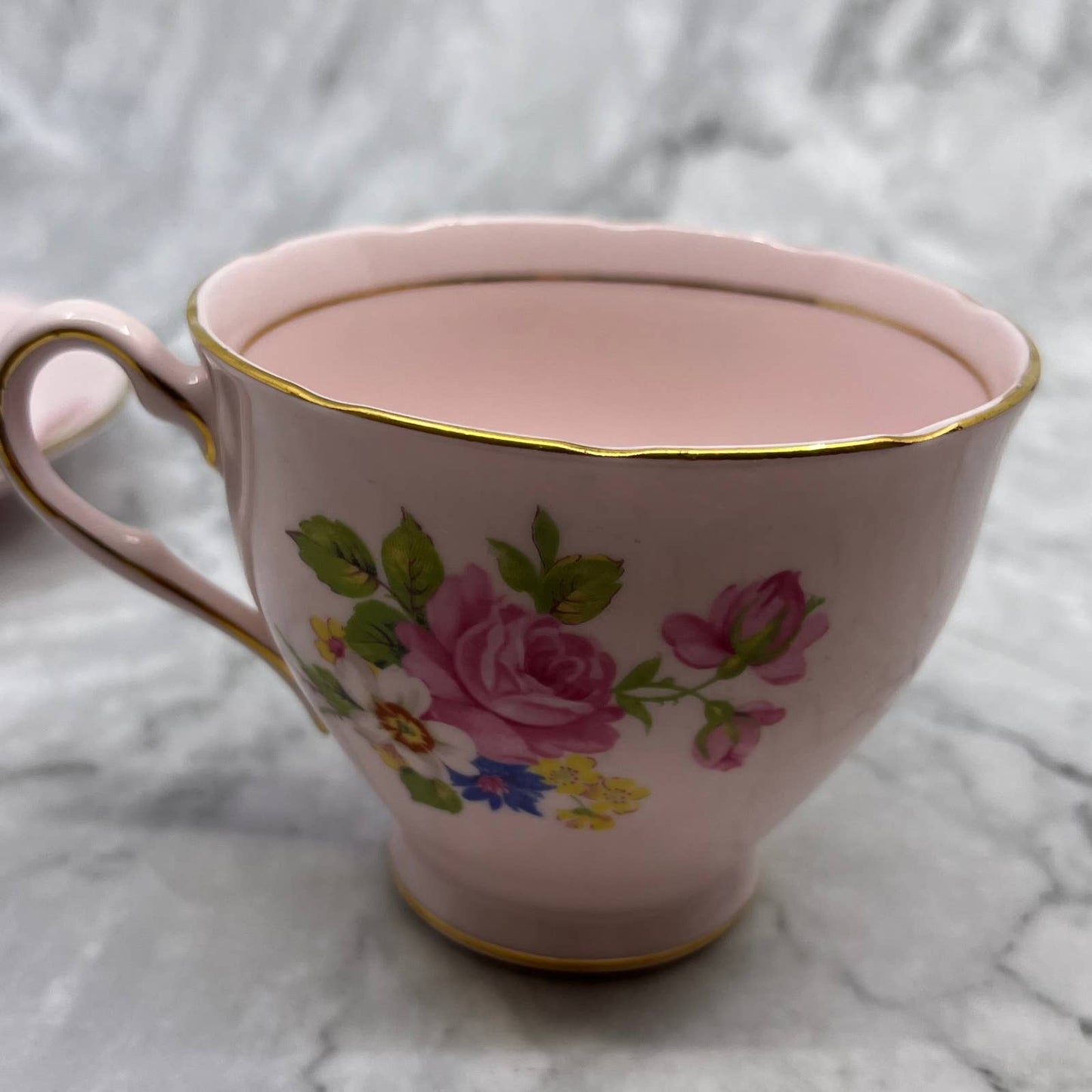 Colclough Pink Floral Tea Cup and Saucer, 8014, Made in England TD1