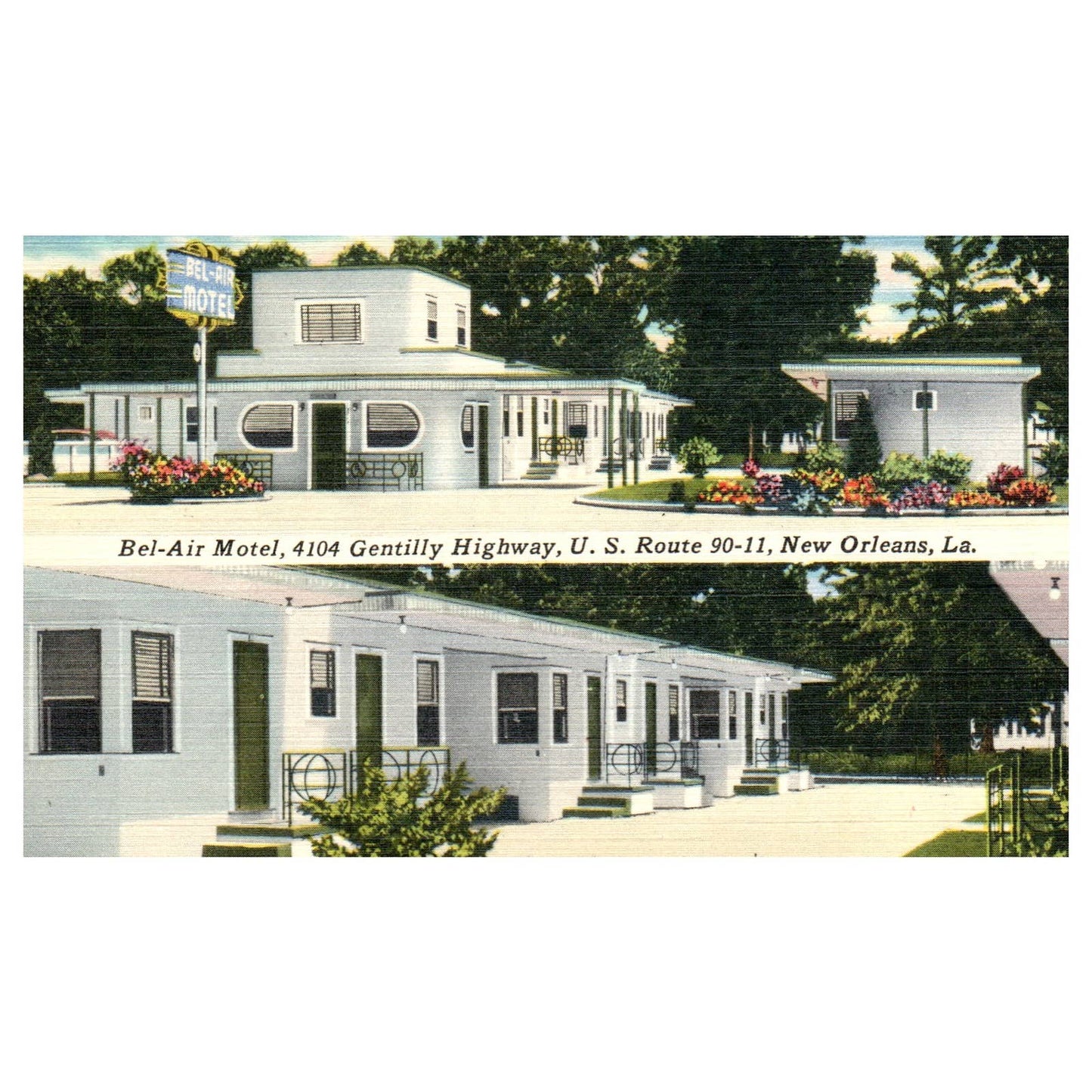 Bel-Air Motel New Orleans Louisiana F.F. Fullmer & Sons - Postcard TJ8-2