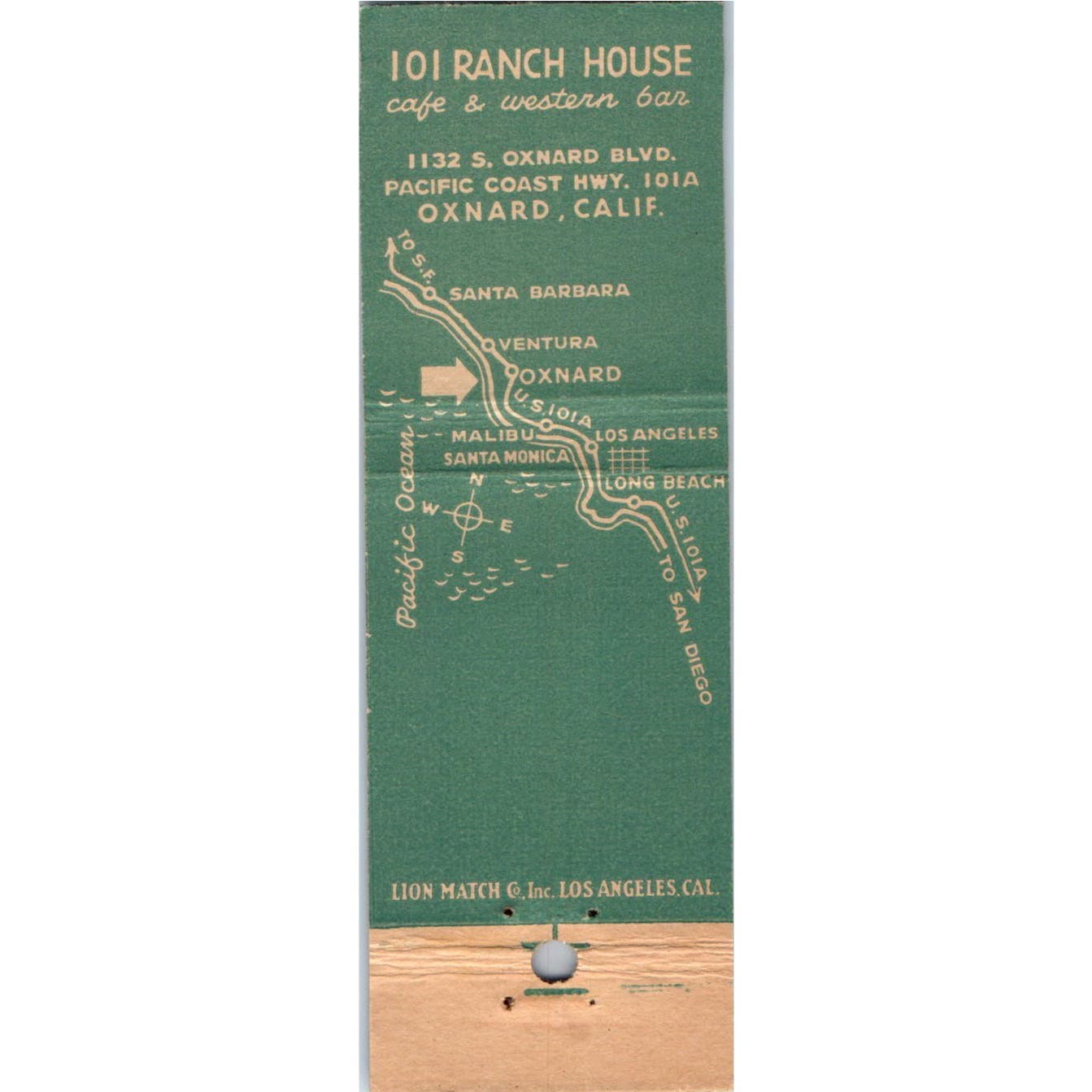 101 Ranch House Oxnard CA Advertising Matchbook Cover SA9-M8