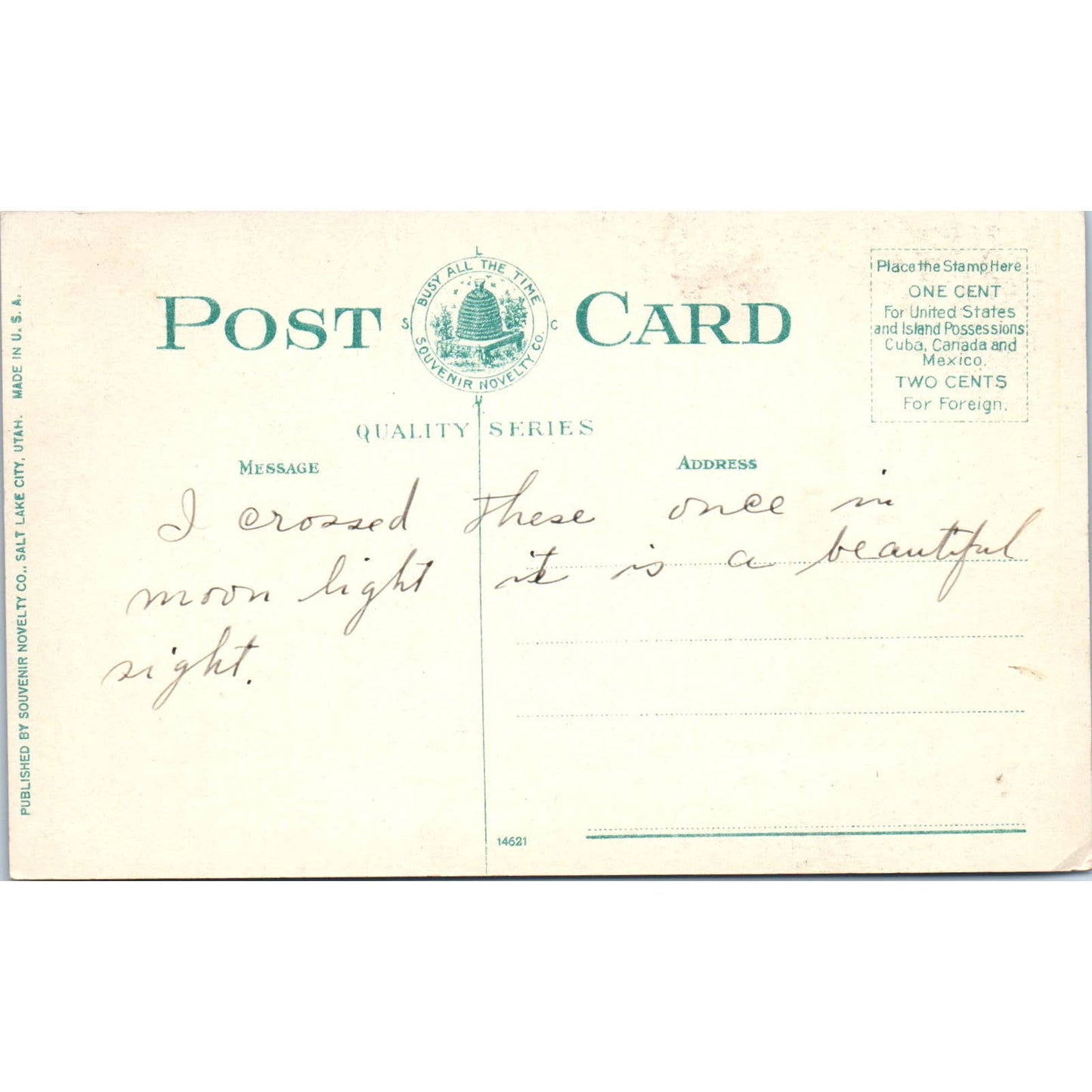 Train Crossing Rocky Mountains by Moonlight Colorado Original Postcard TK1-29