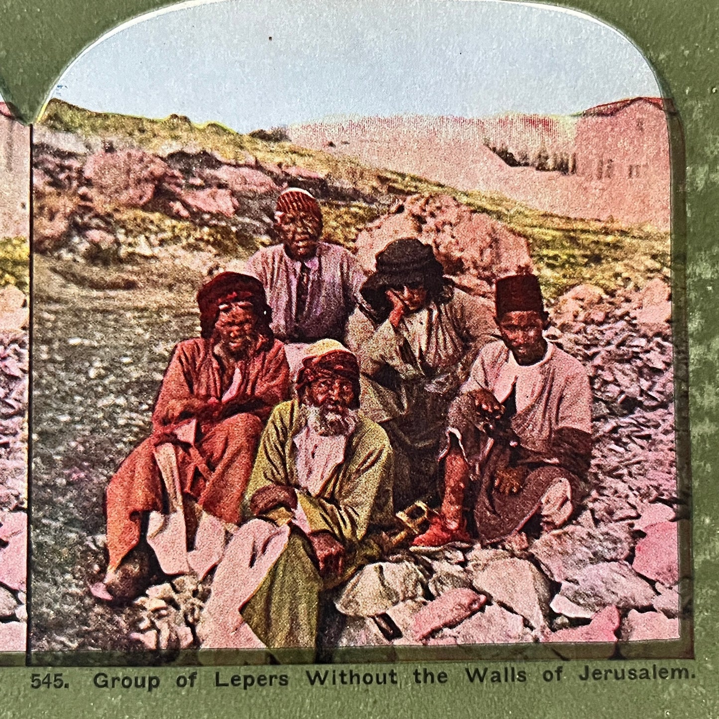 Group of Lepers Without the Walls of Jerusalem Antique Stereoview Card H2-4