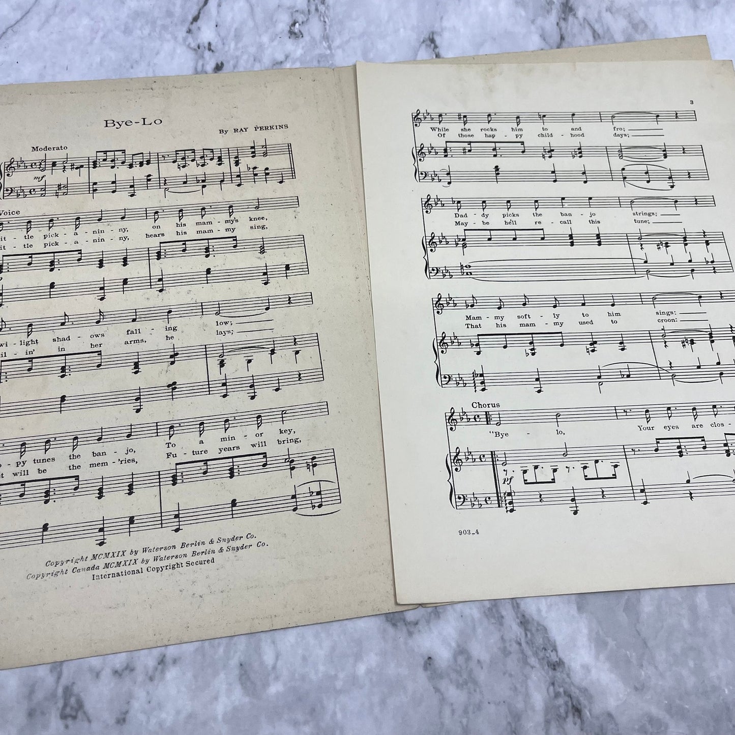 Vintage Sheet Music 1919 Bye Lo Ray Perkins Lullaby Song Barbelle Baby Child V39-4