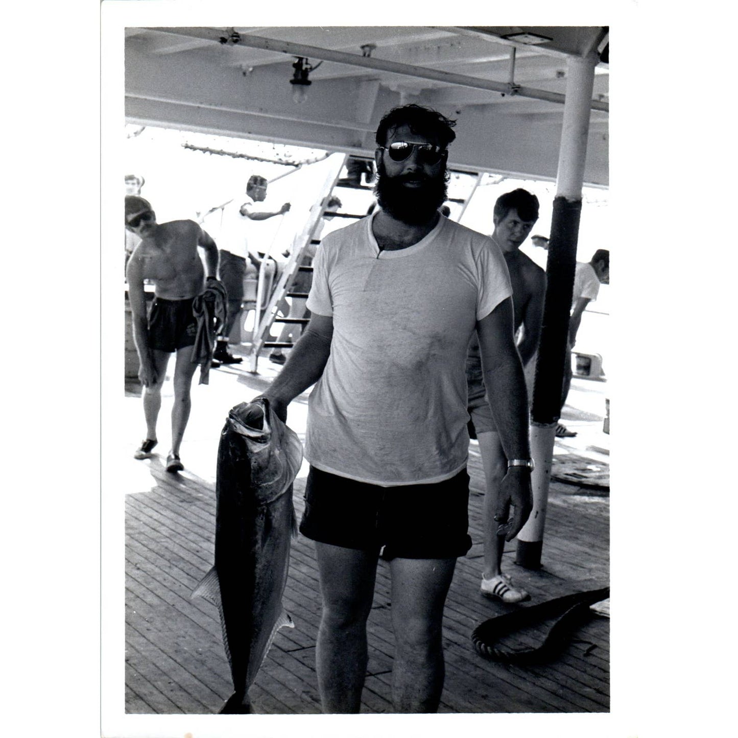 c1970 Original Photograph Fishing Trip - Man w/ Giant Fish 5x7 AD6