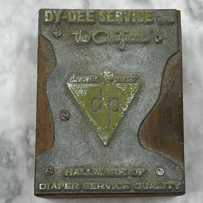 Vintage Letterpress Printers Block Plate Dy-Dee Service Inc Diaper Service TJ53