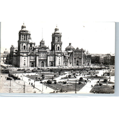 Catedral Zocalo Mexico - Original RPPC Postcard TJ7-MP