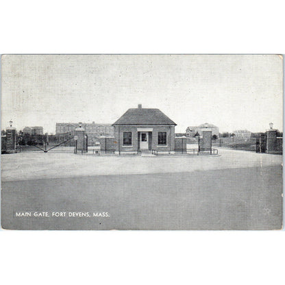 Main Gate Fort Devens MA 1936 Original Postcard TJ9-P2