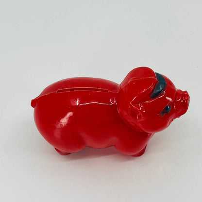 Vintage 1940s Red Bakelite Pig Piggy Bank Coin 4.5 x 3” TE1