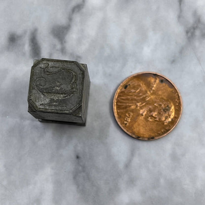 Vintage Printing Letterpress Printers Block Plate Genie Oil Lamp SE827