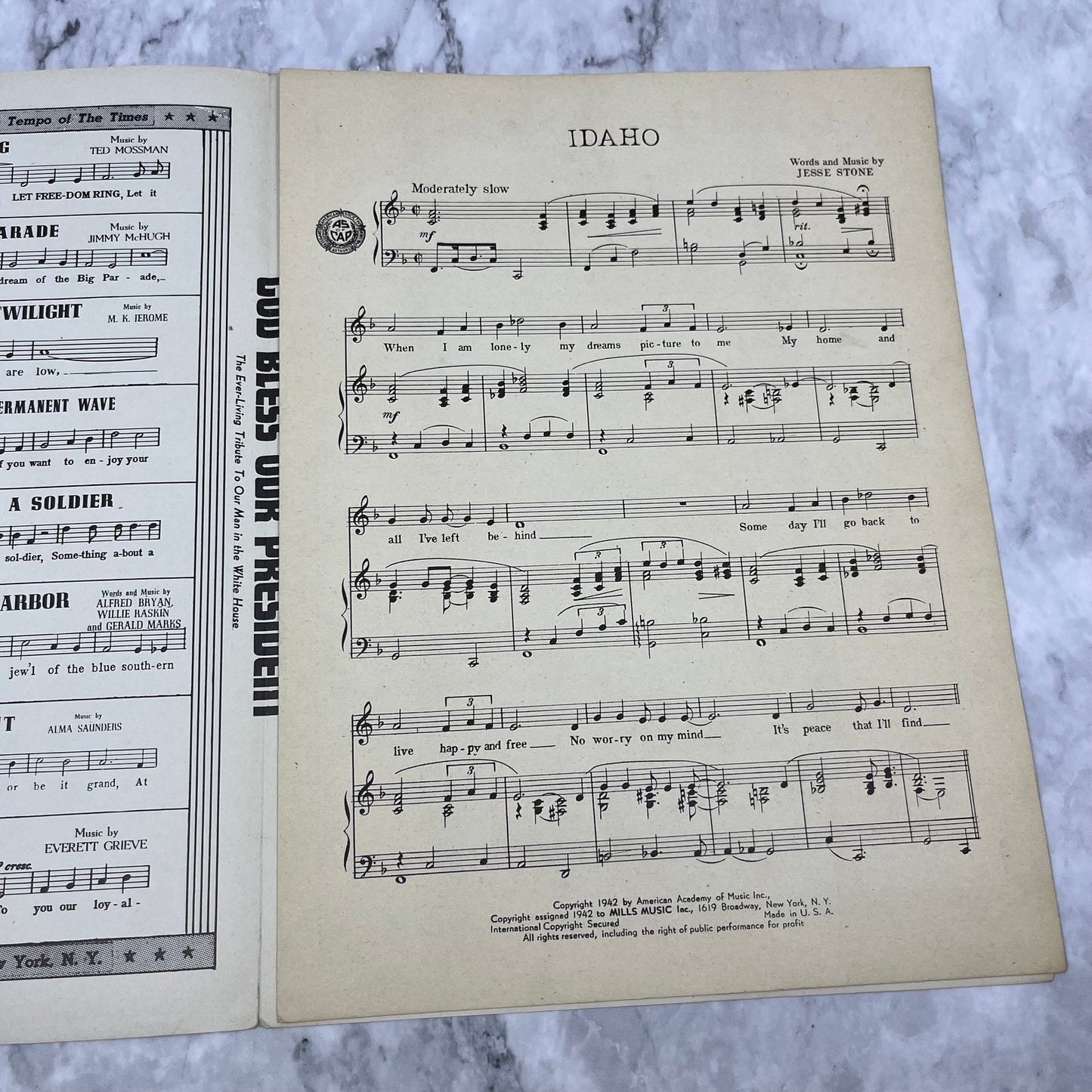 1942 - "Idaho" - Jesse Stone - Alvino Rey - Vintage Sheet Music V39-3