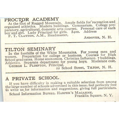 c1920 Harper's Ad - Harcum School for Girls Cornelia G. Harcum Bryn Mawr EA3