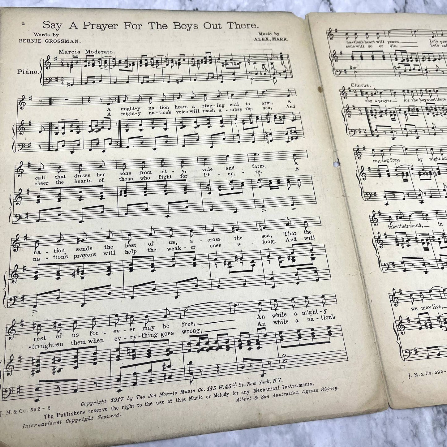 WWI Say a Prayer for the Boys Out There Alex Marr 1917 Sheet Music TK2-SM