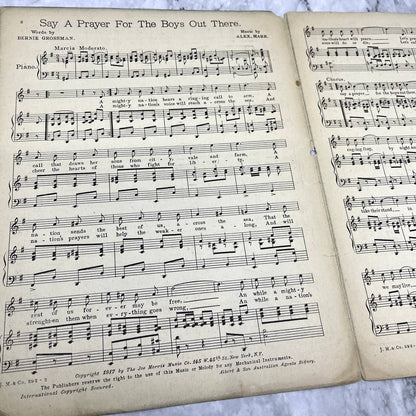 WWI Say a Prayer for the Boys Out There Alex Marr 1917 Sheet Music TK2-SM
