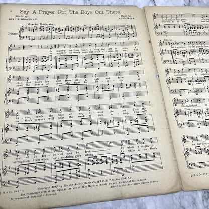 WWI Say a Prayer for the Boys Out There Alex Marr 1917 Sheet Music V37-5