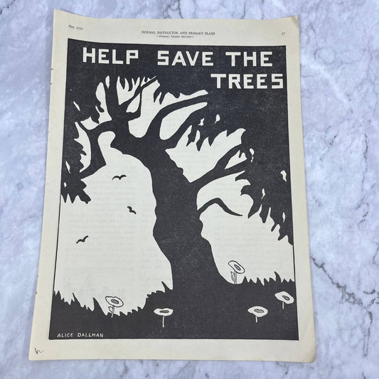 1931 Full Page Art Print HELP SAVE THE TREES Alice Dallman ~10x12 FL5-1