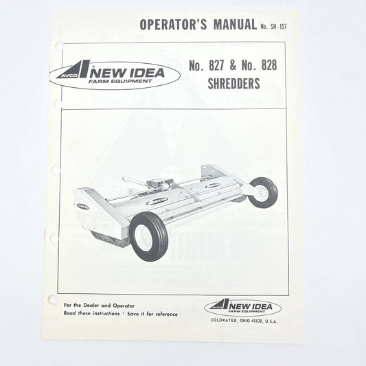 Original 1973 New Idea Operator's Manual 827 & 828 Shredders SH-157 TB9