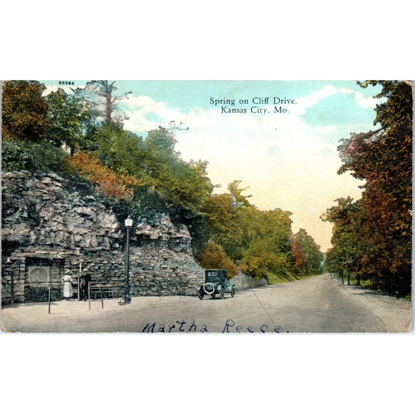 Vintage Postcard Spring on Cliff Drive Kansas City MO SF2