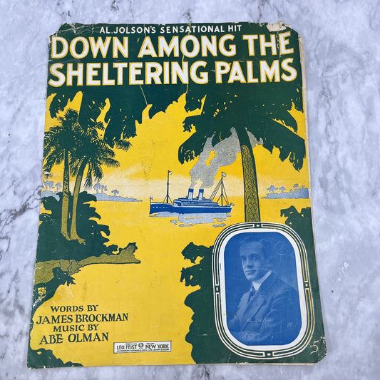 Down Among The Sheltering Palms 1915 Piano Sheet Music Steamship Al Jolson￼ V41-3