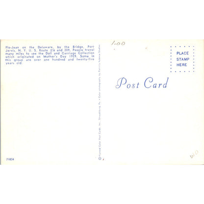 Flo-Jean on the Delaware Doll and Carriage Collection Original Postcard PB8