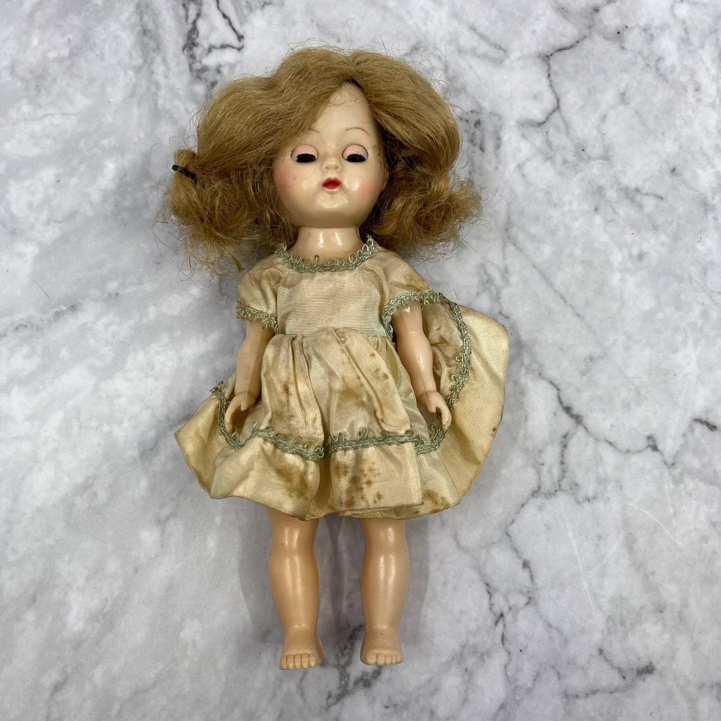 1950's 8" Blonde Hair Blue Eyes Blinking Plastic Doll TB4