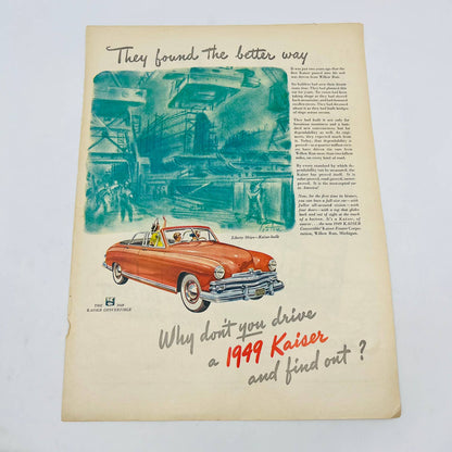 1949 Kaiser Convertible Large Original Print Ad 10.5 x 14” TA8