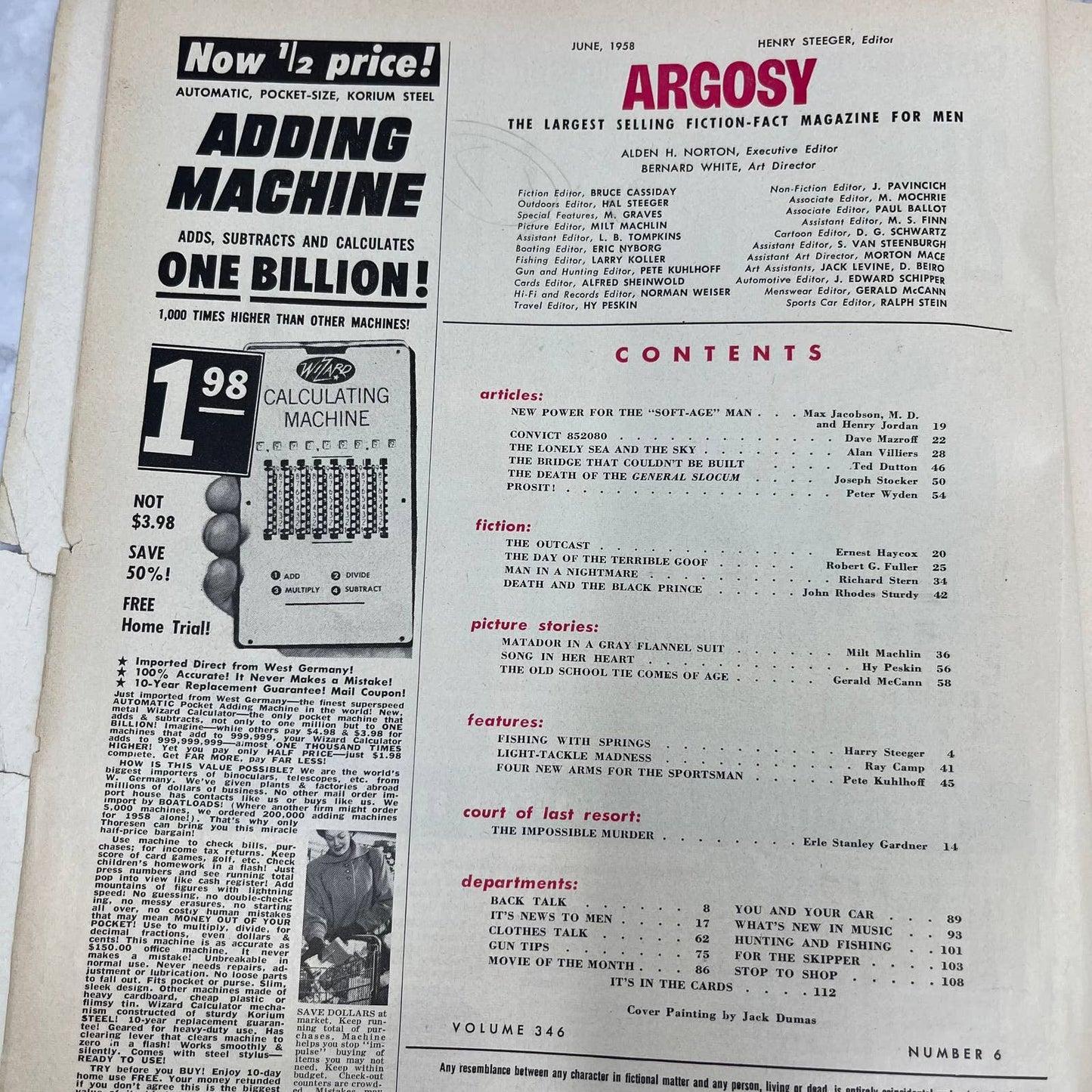 Argosy Magazine June 1958 Father's Day The Outcast Ernest Haycox TJ3