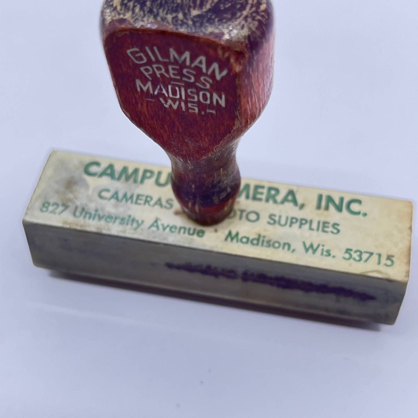 Vtg Rubber Stamp Campus Camera Inc. Madison WI Gilman Press SD4
