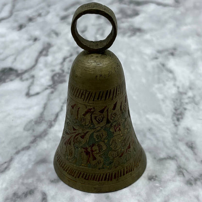 Vintage Etched Brass Bell of Sarna 3" India SA2