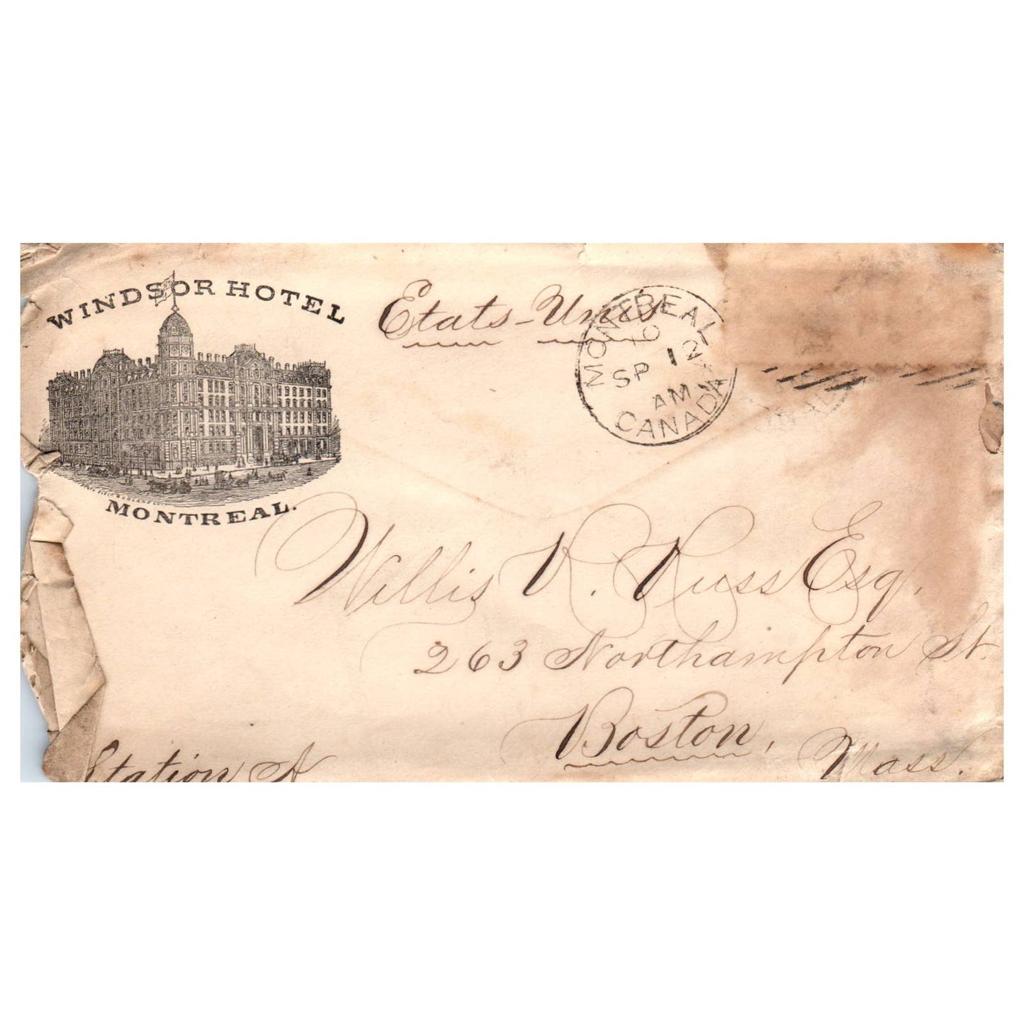 1881 Windsor Hotel Montreal Envelope and 3 Page Letter Willis R. Russ Esq SE4