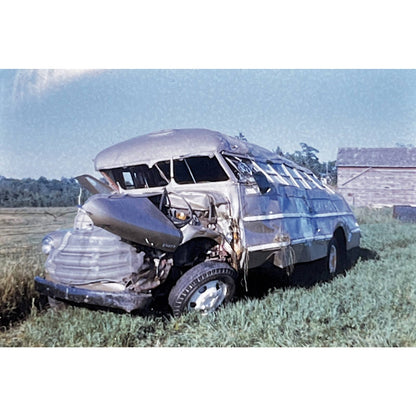1960s Original Color Slide Crashed Bus Wreck Set of 4 2x2 TK2-S4-24