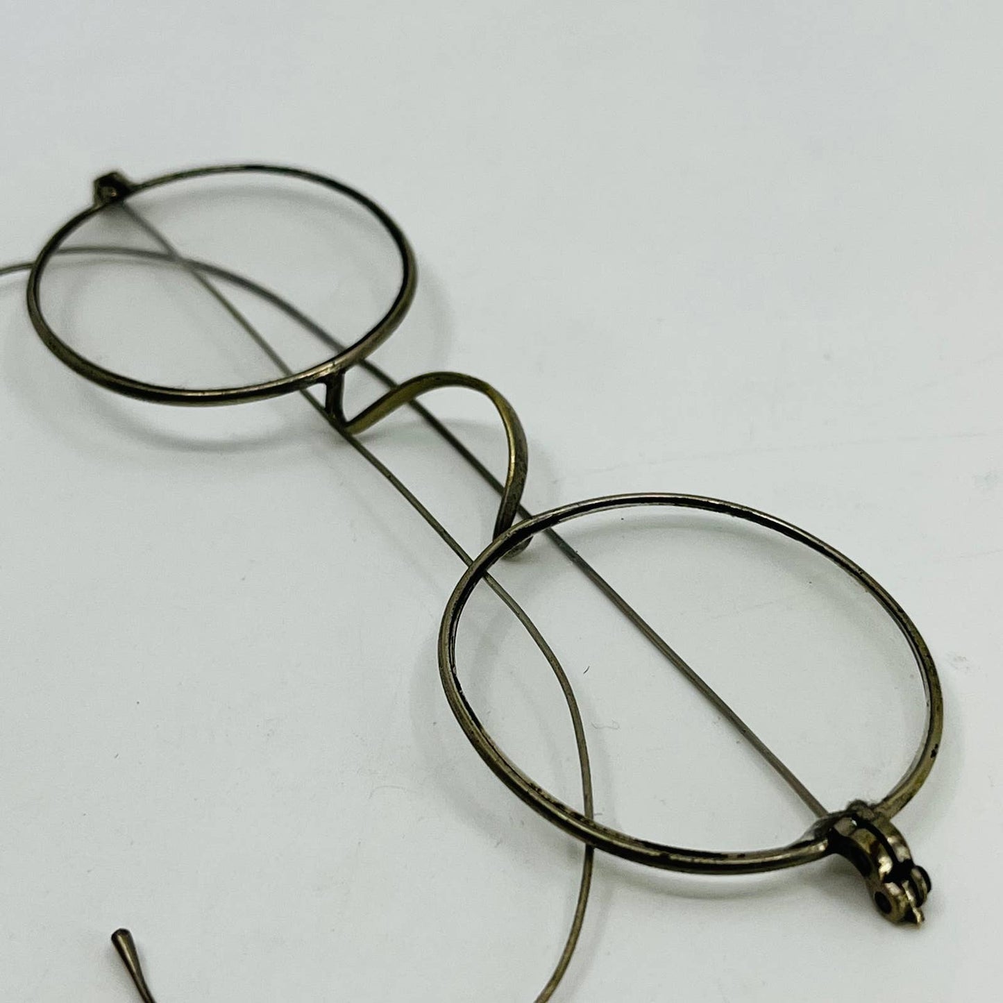 Antique 1800s Eyeglasses Aluminum Oval Frame Cable Arms SB8-2