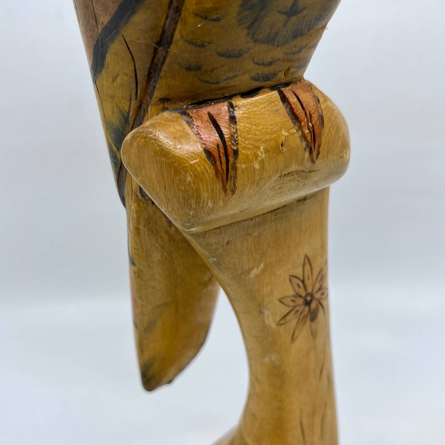 Vintage Balsa Wood Parrot Statue Figurine Hand Carved Painted 15" TH7