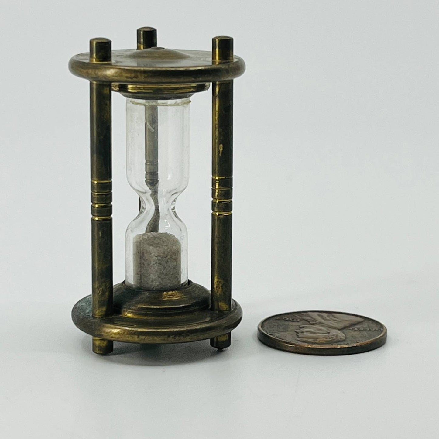 Antique Miniature Brass Sand Timer Toy Dollhouse SB4