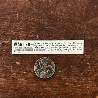Wanted Manufacturer Agent C.L. Abell Buffalo NY Original Advertisement AD8-P28