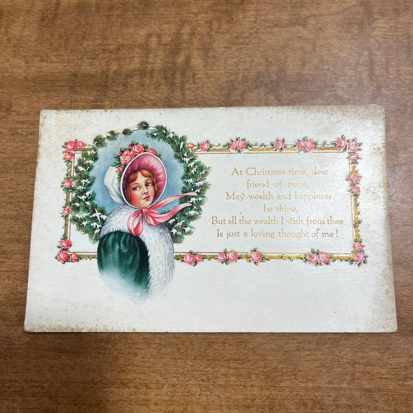 c1900 Embossed Victorian Poem Whitney MA Christmas Greetings Postcard PA2