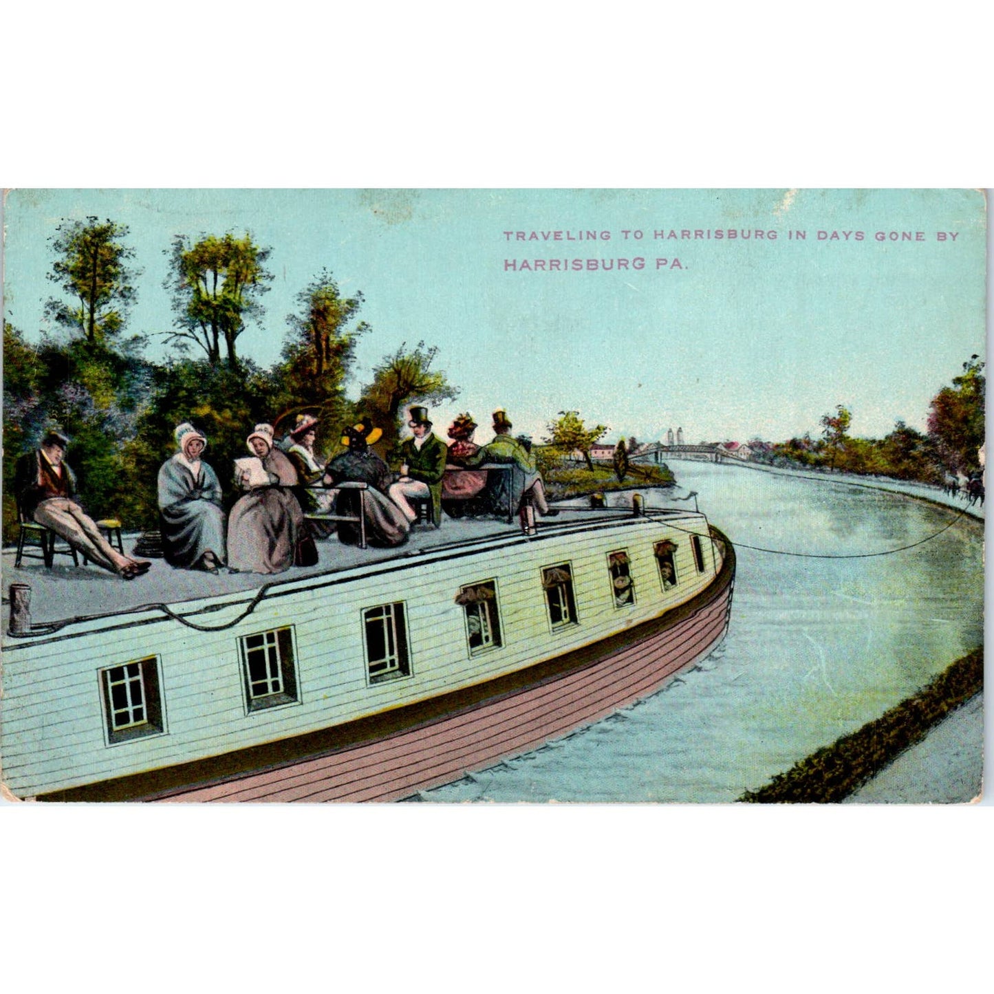 Antique Postcard Travelling to Harrisburg in Days Gone By PA TD8-P2