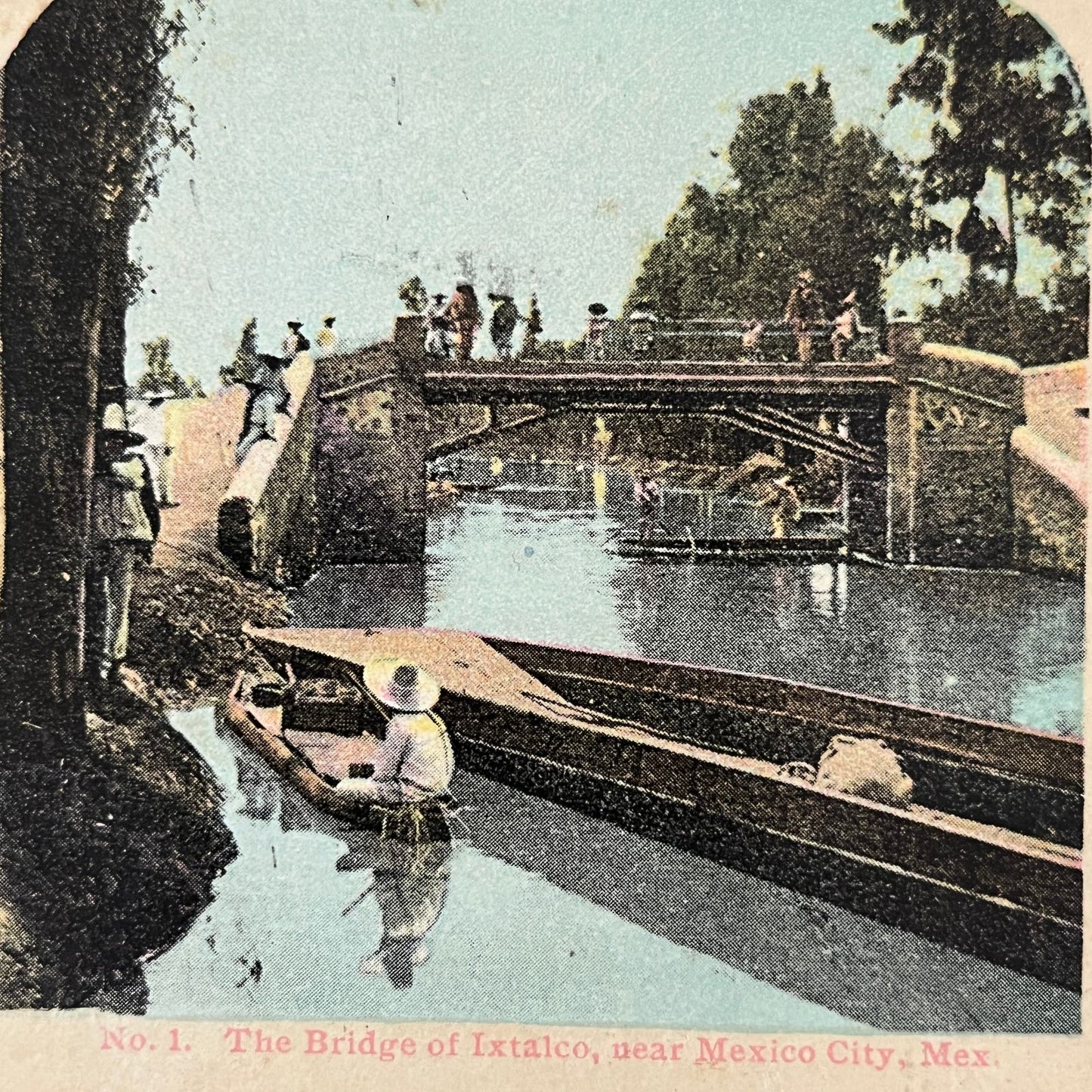 The Bridge of Iztacalco - Mexico City, Mexico Antique Stereoview Card TJ9-V4