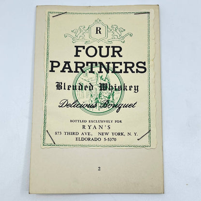 Four Partners Blended Whiskey Label Ryan’s 873 Third Ave New York NY