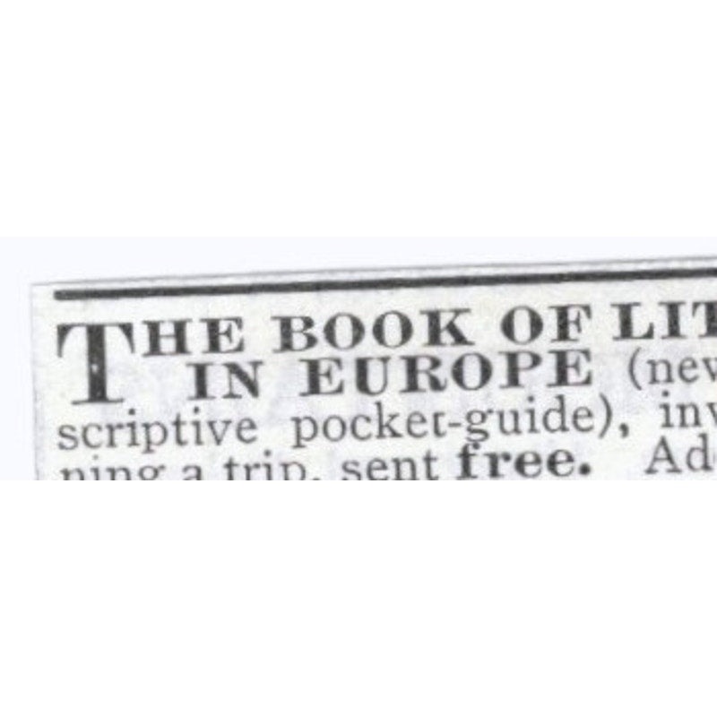 The Book of Little Tours in Europe F. Martin Townsend Newark OH 1903 Ad AK5-S34