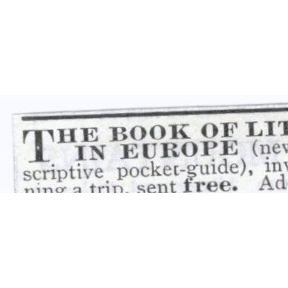 The Book of Little Tours in Europe F. Martin Townsend Newark OH 1903 Ad AK5-S34