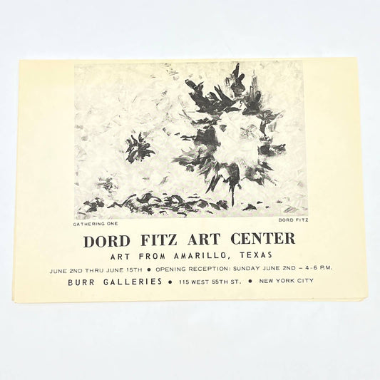 c1960 Dord Fitz Art Center Amarillo TX Opening Leaflet Burr Galleries AB8