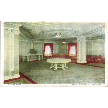 Antique Postcard Lattice Room Hotel Statler Cleveland OH TD8-O2