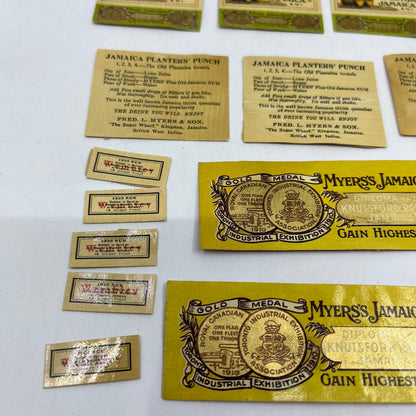 1920s Fine Old Jamaica Rum Fred L Myers & Son Bottle Label Set TI4
