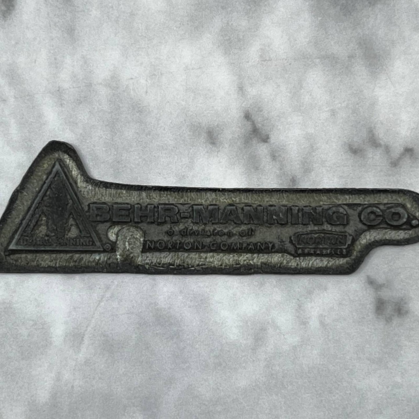Vintage Printing Letterpress Printers Block Plate Behr-Manning Co Logo TJ57