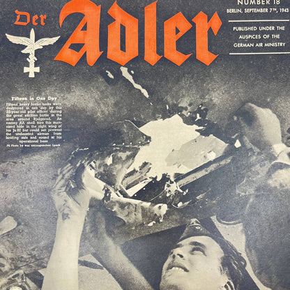 Original WWII German Luftwaffe “Der Adler” Magazine Sept 1943 ENGLISH Version FL3