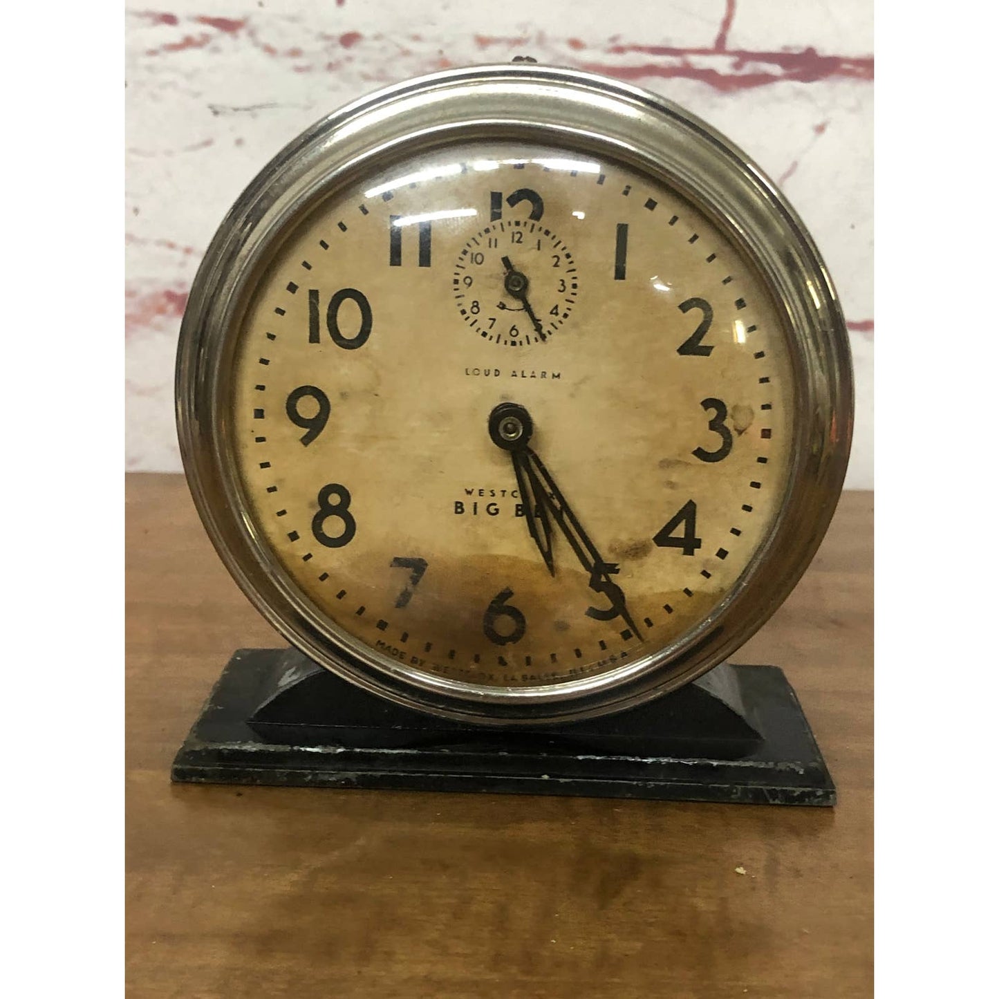 Vintage Chrome Black Stand Westclox USA Big Ben Alarm Clock La Salle IL Untested TH4