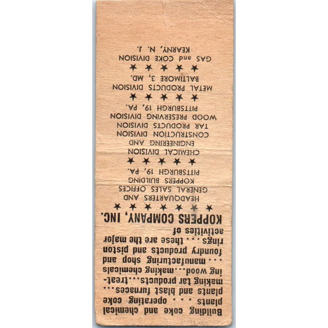 Koppers Roofing Company Pittsburgh PA Advertising Matchbook Cover SA9-M2