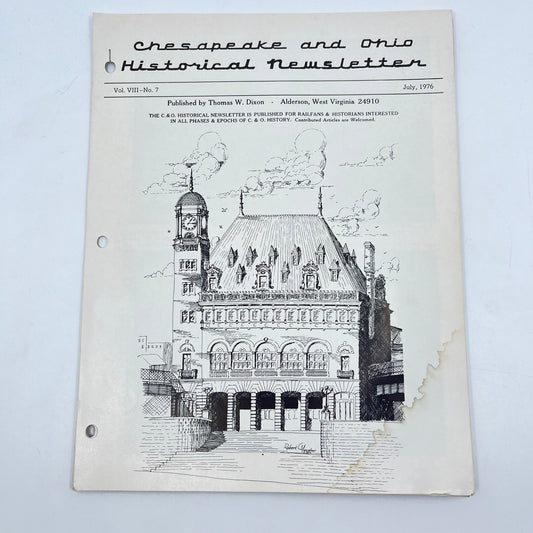 1976 July Chesapeake and Ohio Historical Newsletter C&O RR Thomas Dixon WV M1-2